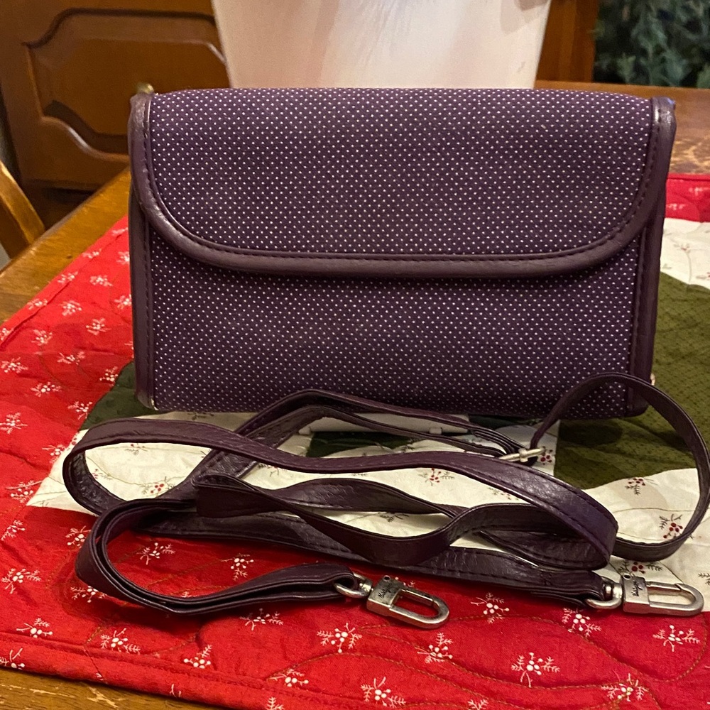 Thirty-One Purple Polka Dot Crossbody Bag